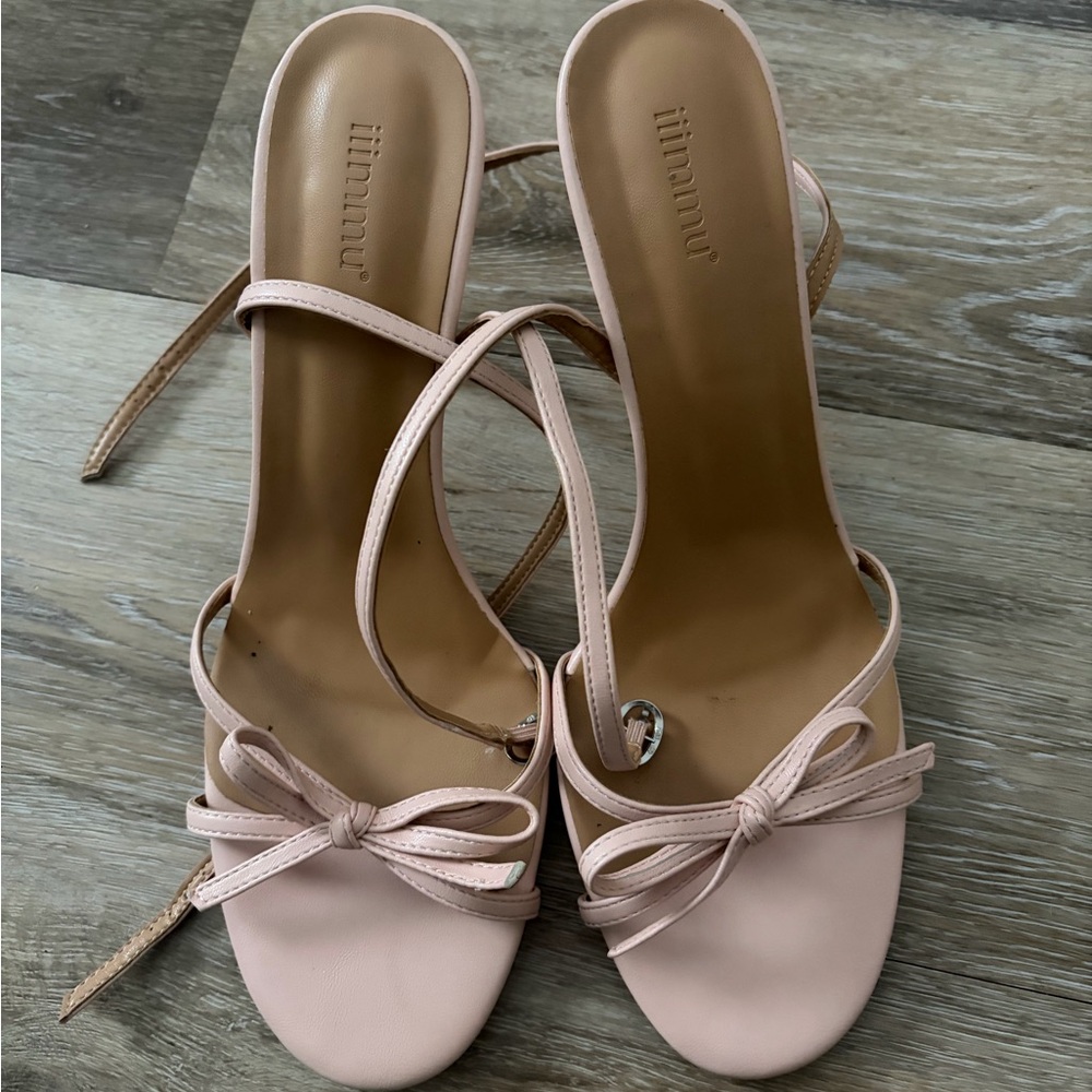Tibi Mur Pale Pink Bow-Strap Heels